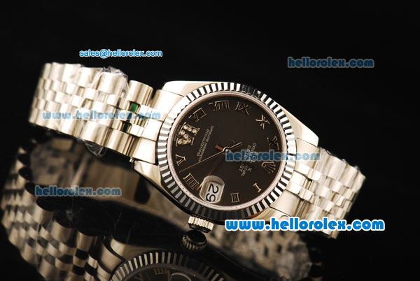 Rolex Datejust Automatic Movement Full Steel with ETA Coating Case and Black Dial - Click Image to Close